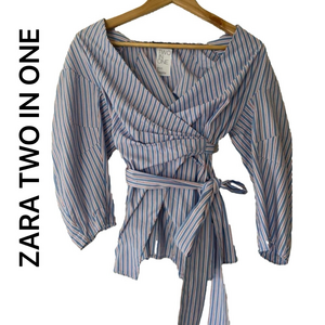 Zara Two in One Shirt Blouse + Bralette Small